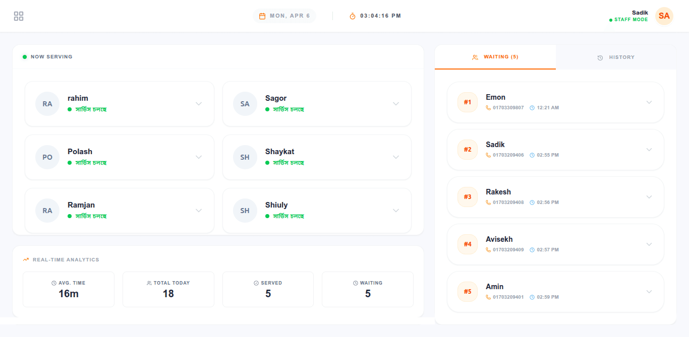 Salon Desk Dashboard - Appointment Management View